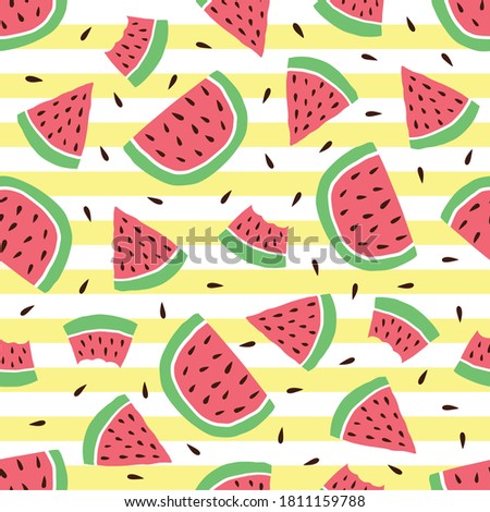 watermelon seamless cute stripe background hand draw
