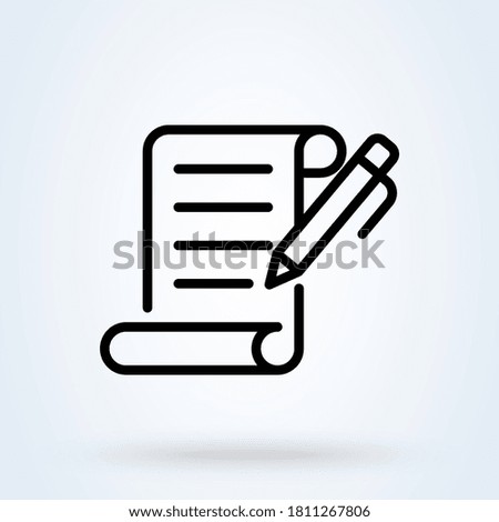 Document or Contract signing icon or logo line art style. Outline Agreement and signature concept. Business contract illustration.