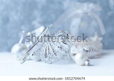 Christmas decoration. Bright wooden background. Close up. 