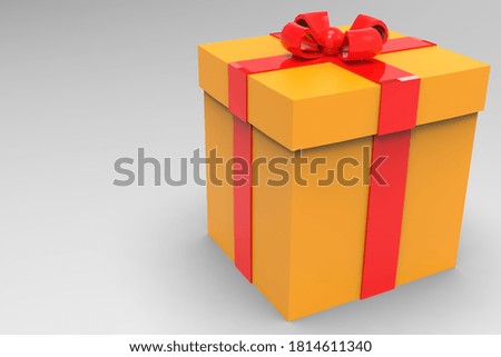 Invitation Gift Orange Box 3d rendering