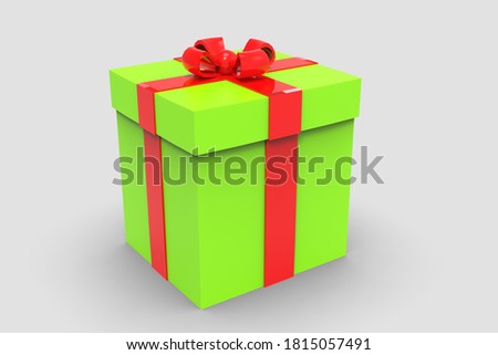 Invitation Gift Green Box 3d rendering