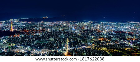 Daegu, South Korea, the beautiful night view of Daegu city from the Apsan Observatory.