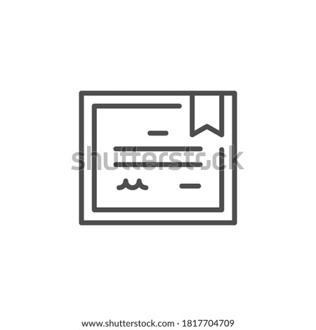 Certificate or diploma line outline icon
