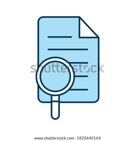 lupe with document line and fill style icon design, search tool and magnifying glass theme Vector illustration