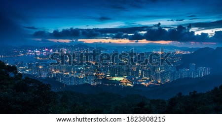 Hong Kong skyline, cityscape, landscape, Night