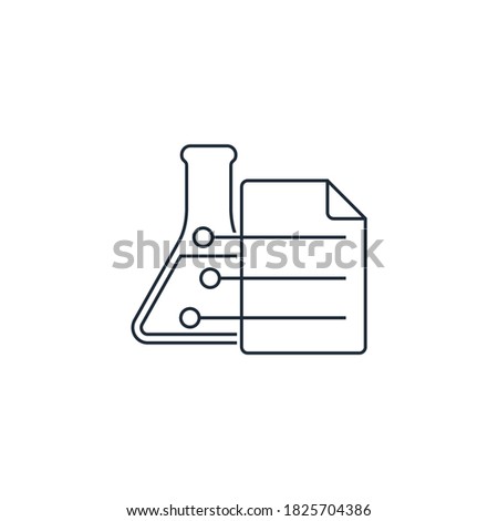 Laboratory chemical analysis. Composition of the product. Vector linear icon isolated on white background.