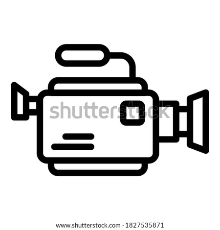 Film video camera icon. Outline film video camera vector icon for web design isolated on white background