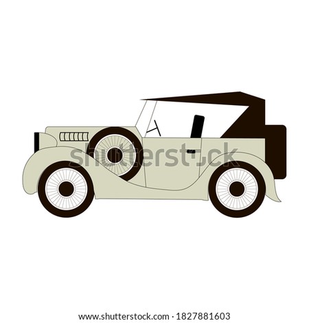 retro car drawing on white background
