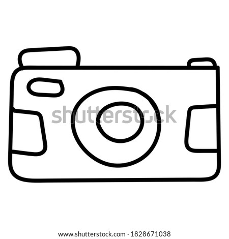 cute camera coloring book vector element in doodle style cute drawing for kids