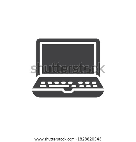Laptop computer vector icon. filled flat sign for mobile concept and web design. Notebook glyph icon. Symbol, logo illustration. Vector graphics