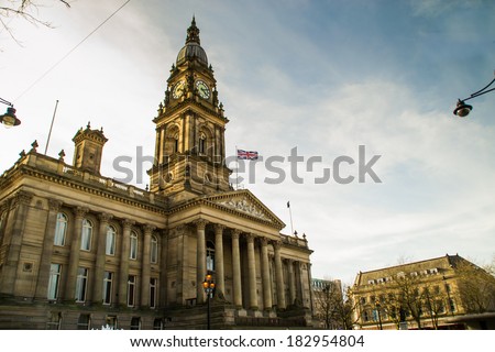 Bolton Town Hall in the late afternoon light.  Lancashire, England