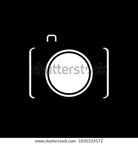 Flat line camera icon on a black background