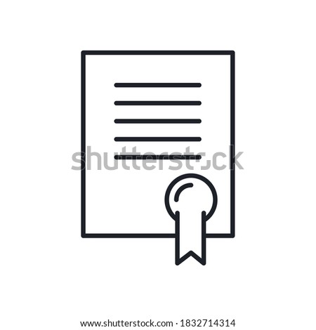 Document with seal stamp line style icon design, Data archive and information theme Vector illustration