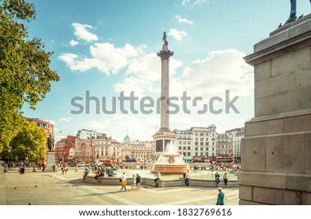 london trafalgar square, sunny day, UK