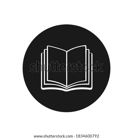 Book icon in round shape. Study literature sign.