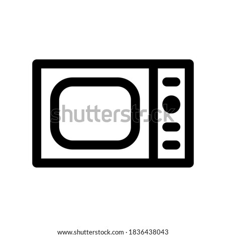 Home appliances - microwave oven outline icon. Black and white item from set, linear vector.