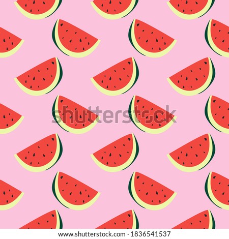 Delicious watermelon ,seamless pattern on pink background.