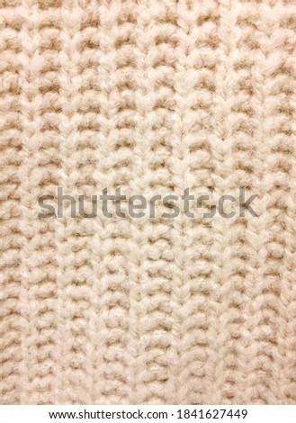 Knitting. Handmade Pattern. White Knit Thread..
