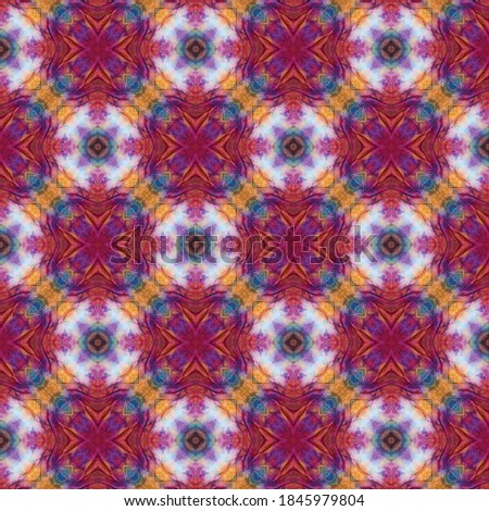 violet, purple, orange and blue watercolor kaleidoscopic  pattern for textile, surface, fashion, interior design. acrylic gouache pattern background. geometrical design textile
