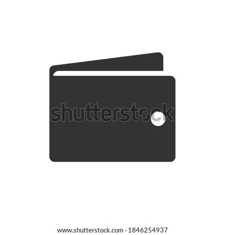 Wallet icon isolated black and white pictogram shape symbol, money case portemonnaie purse silhouette clipart design image