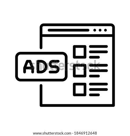 Advertising on website. Line vector. Isolate on white background.