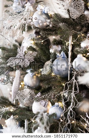 Decorated with magnificent decorations Christmas tree