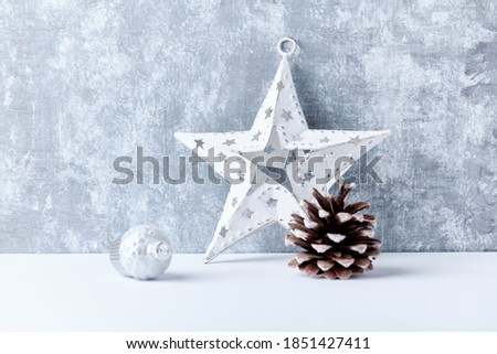 Christmas star on bright wooden background. Close up. 