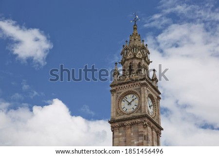 Belfast Clock tower. Prince Albert Memorial Clock at Queen's Square in Belfast, Northern Ireland