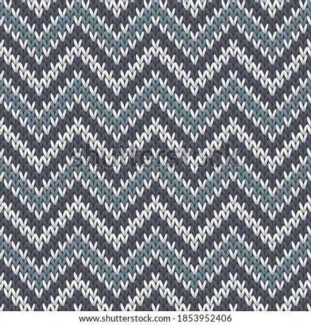 Cozy chevron stripes knit texture geometric seamless pattern. Pullover knitwear fabric print. Nordic style seamless knitted pattern. Cozy textile print design.