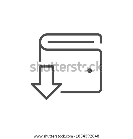Replenishment of wallet line outline icon isolated on white. Investment, replenish. Money and coin storage