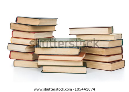pile of class books or back to school 
