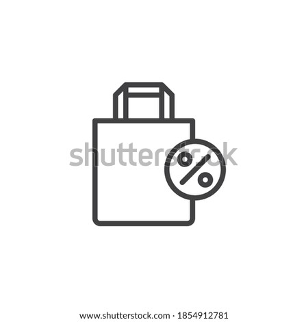 Shop discount bag line icon. linear style sign for mobile concept and web design. Shopping bag with percent discount outline vector icon. Symbol, logo illustration. Vector graphics