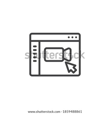 Online video call line icon. linear style sign for mobile concept and web design. Video conference website outline vector icon. Symbol, logo illustration. Vector graphics