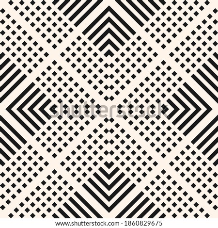 Raster geometric seamless pattern with squares, lines, grid, diamonds, repeat tiles. Simple modern black and white texture. Abstract geometrical background. Stylish monochrome design for decor, print