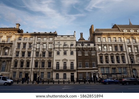 Building lined street in London, Europe