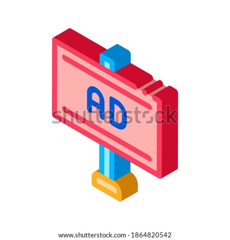 pole-mounted billboard icon vector. isometric pole-mounted billboard sign. color isolated symbol illustration