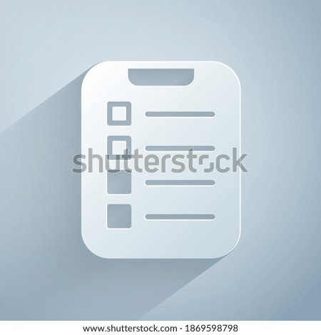 Paper cut To do list or planning icon isolated on grey background. Paper art style. Vector
