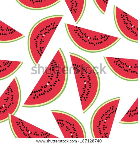Seamless pattern with watermelon on the white background. Vector