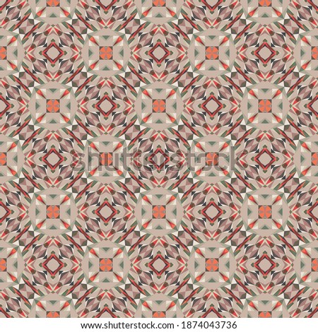 Geometric seamless pattern, ornament, abstract colorful background, fashion print, vector texture for fabric, textile, decoration.