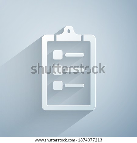 Paper cut Grooming salon price list icon isolated on grey background. Paper art style. Vector