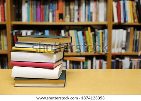 Books on the table in library