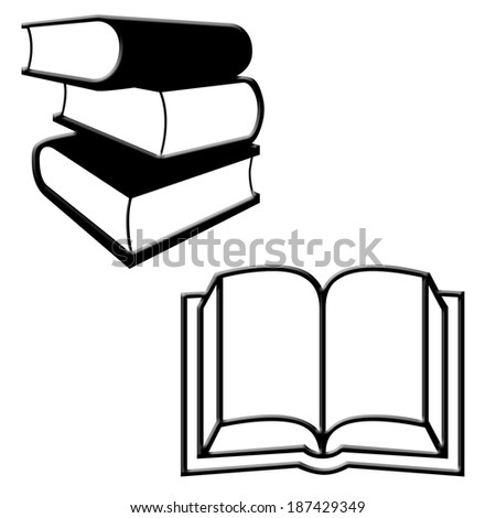 Stack and open book illustration