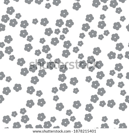 cute floral pattern of abstract flowers. Print a color in a flower. seamless vector texture. small gray flowers. White background. elegant pattern for fashionable prints.
