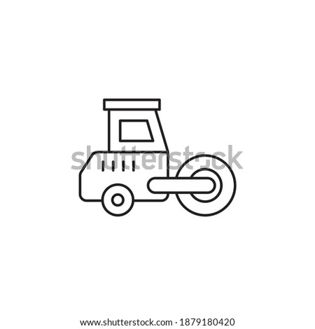 Road Roller Vector Outline Icon Style Illustration. EPS 10 File 