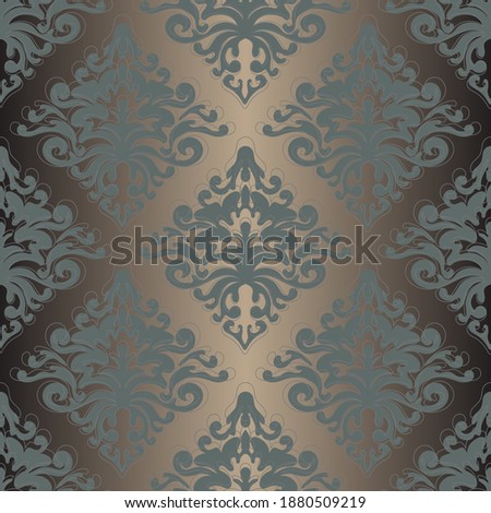 Seamless damask pattern in vector. Lace ornament for upholstery fabric. Stylish glitter wallpaper