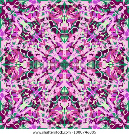 Element of an abstract pattern of objects in pink and green shades.