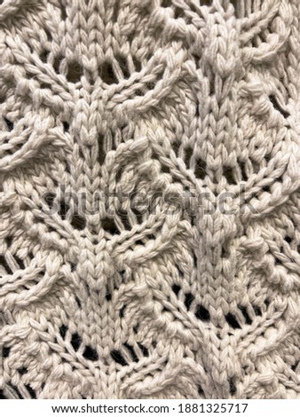Close up white Seamless Sweater. Wool Threads Texture.