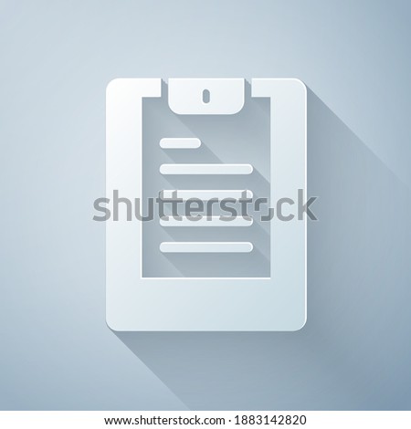 Paper cut Server, Data report icon isolated on grey background. Paper art style. Vector