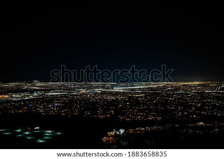 The view of the lit up Salt Lake Valley at night