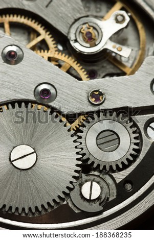 Closeup of old retro clock mechanism 